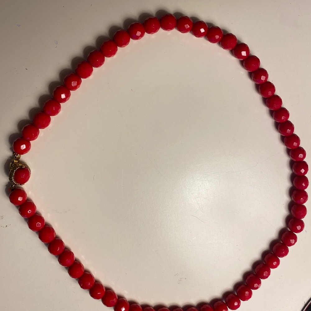 Vintage Red Faceted Bead Necklace